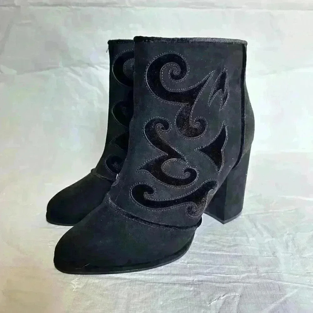Cloudwalkers Green Avenue Broome Boots/Booties Size US 9W Black Velvet Burnout